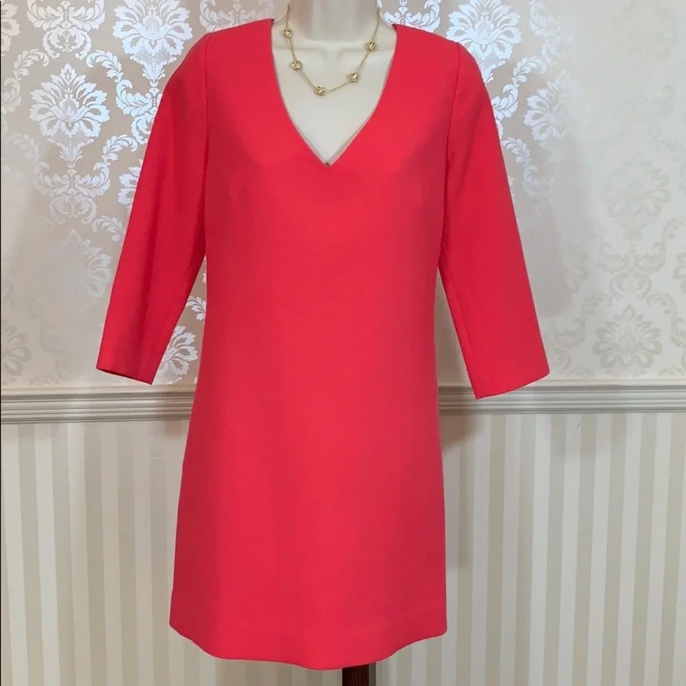 J. Crew Crepe V-Neck Dress in Pink
